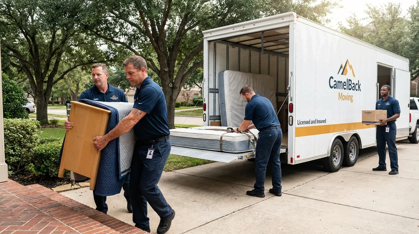 Crew loading residential truck for cross-state move from West Lafayette, OH